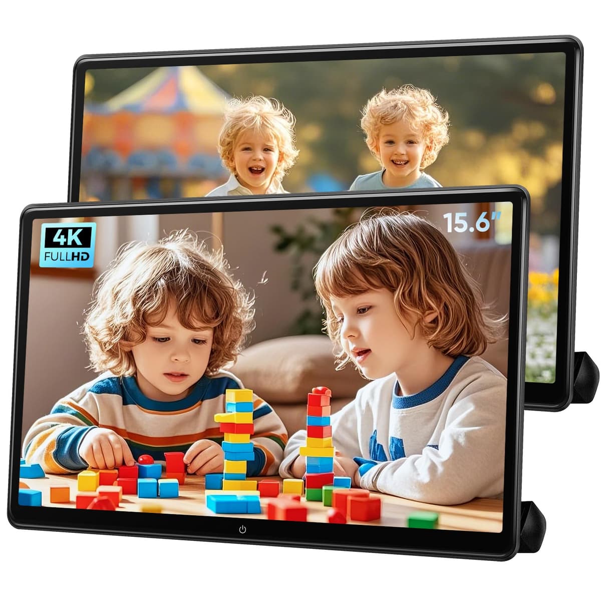 AINAVI Televisor portátil para reposacabezas de auto Android de 15.6 pulgadas, admite teléfono, WiFi, Bluetooth, SD, USB, HDMI (Reproductor de video para coche, 4 GB RAM + 64 GB ROM - 2 unidades) Headrest-15.6