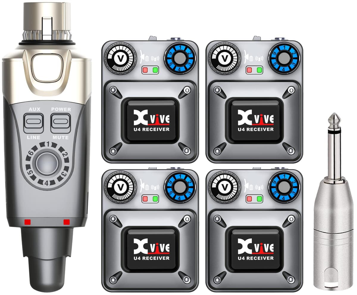 Xvive U4R4 Sistema inalámbrico in-ear 1 transmisor + 4 receptores