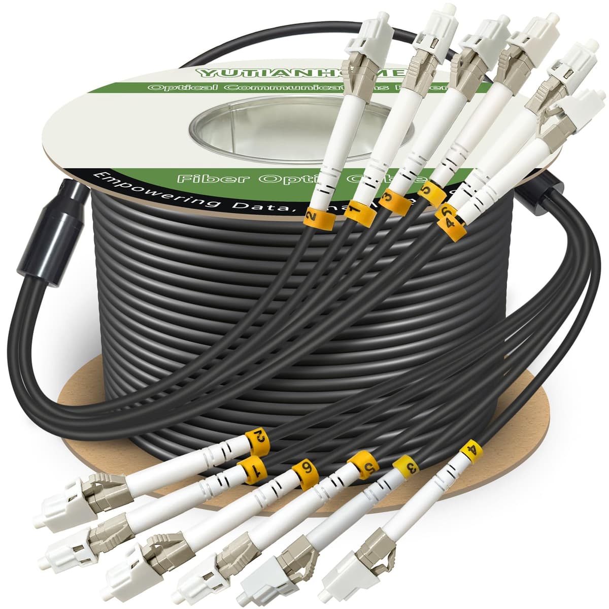 YUTIANHOME cable patch de fibra óptica blindado para exteriores LC a LC 200 metros 6 núcleos OM3 multimodo TPU, tendido directo 6 hilos 10Gb 50/125 µm MMF YT-LC-OM3-6C-200m