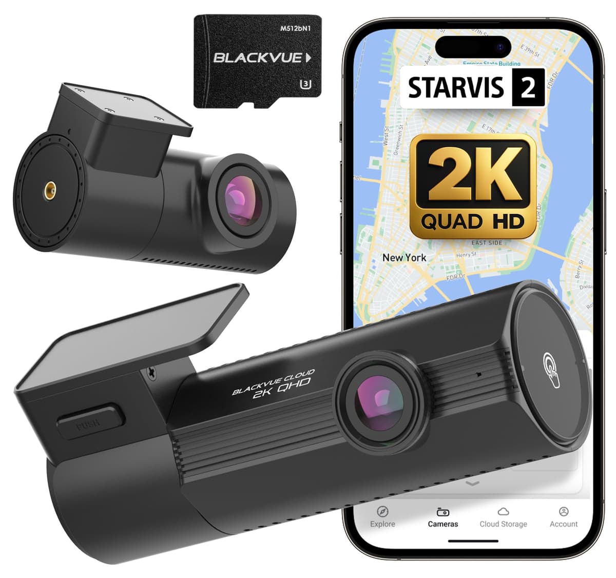 BlackVue Elite 8-2CH Dash Cam Doble 2K STARVIS 2 Wi-Fi GPS Vision Nocturna 1TB