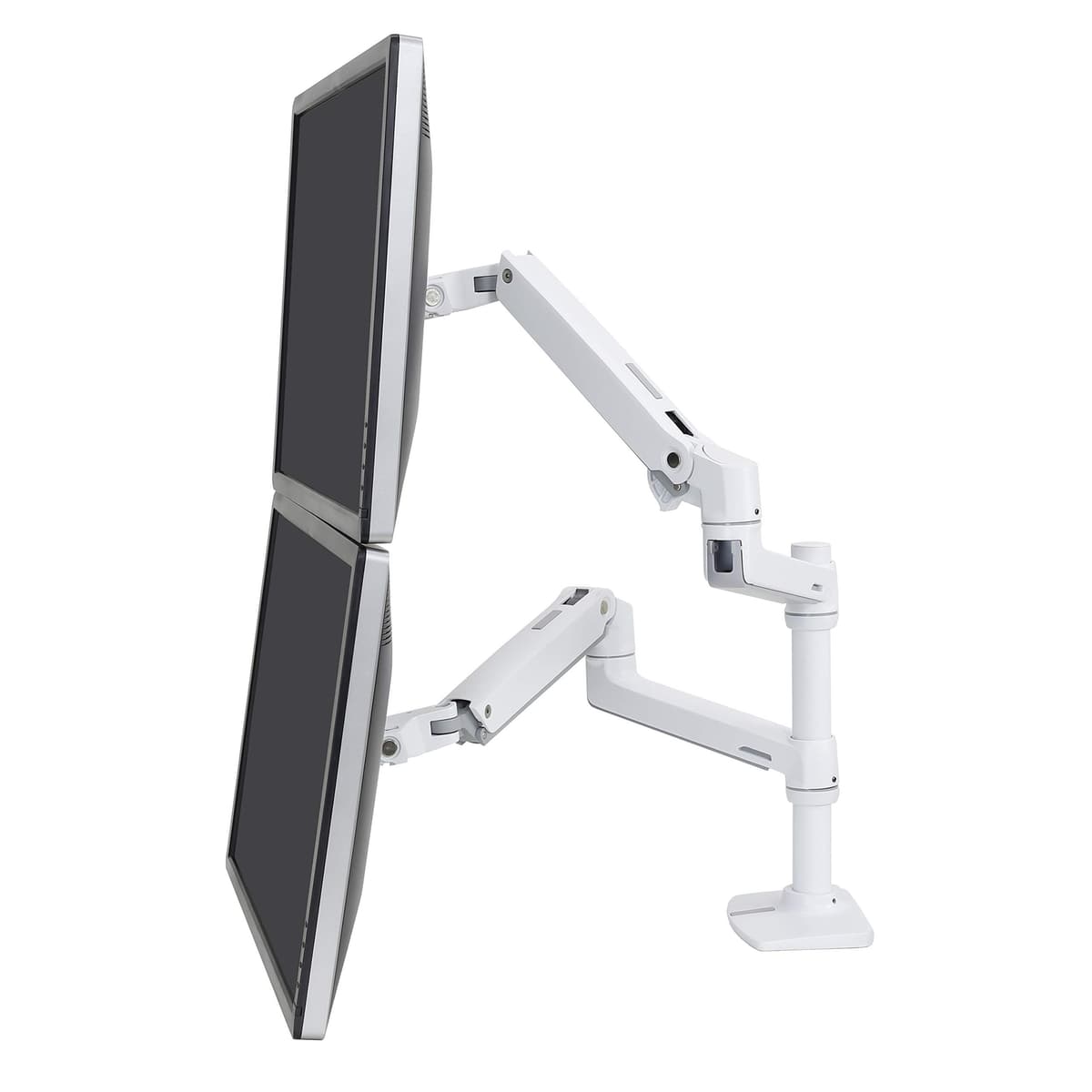 Ergotron - Brazo para Monitores Duales de Apilamiento Vertical LX, Soporte de Escritorio VESA - Para 2 Monitores de hasta 24 Pulgadas, 3.2 a 9.1 kg Cada Uno - Blanco 45-492-216