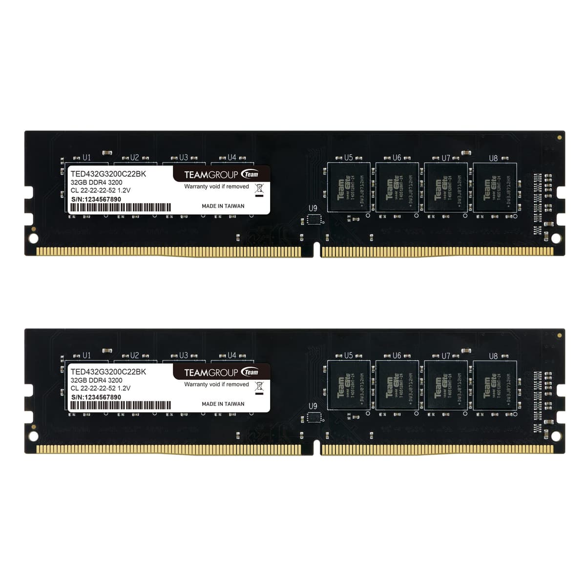 TEAMGROUP Elite DDR4 64GB Kit (2 x 32GB) 3200MHz (PC4-25600) CL22 Unbuffered Non-ECC 1.2V UDIMM 288 Pines Memoria RAM para PC de Escritorio - TED464G3200C22DC01