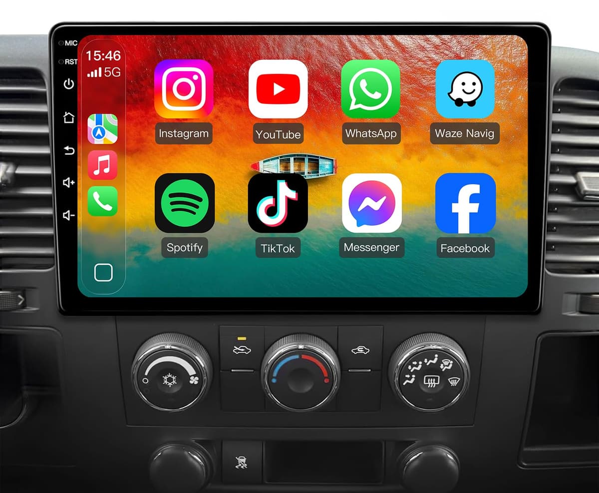 Jufodrca Estereo para Auto QLED 8+128GB Mejorada para Chevy Silverado 2007-2013: Android 13 Pantalla Tactil FHD CarPlay inalambrico y Android Auto 4G LTE Navegacion GPS WiFi 5G Bluetooth FM/AM 48EQ/DSP Camara de Retroceso
