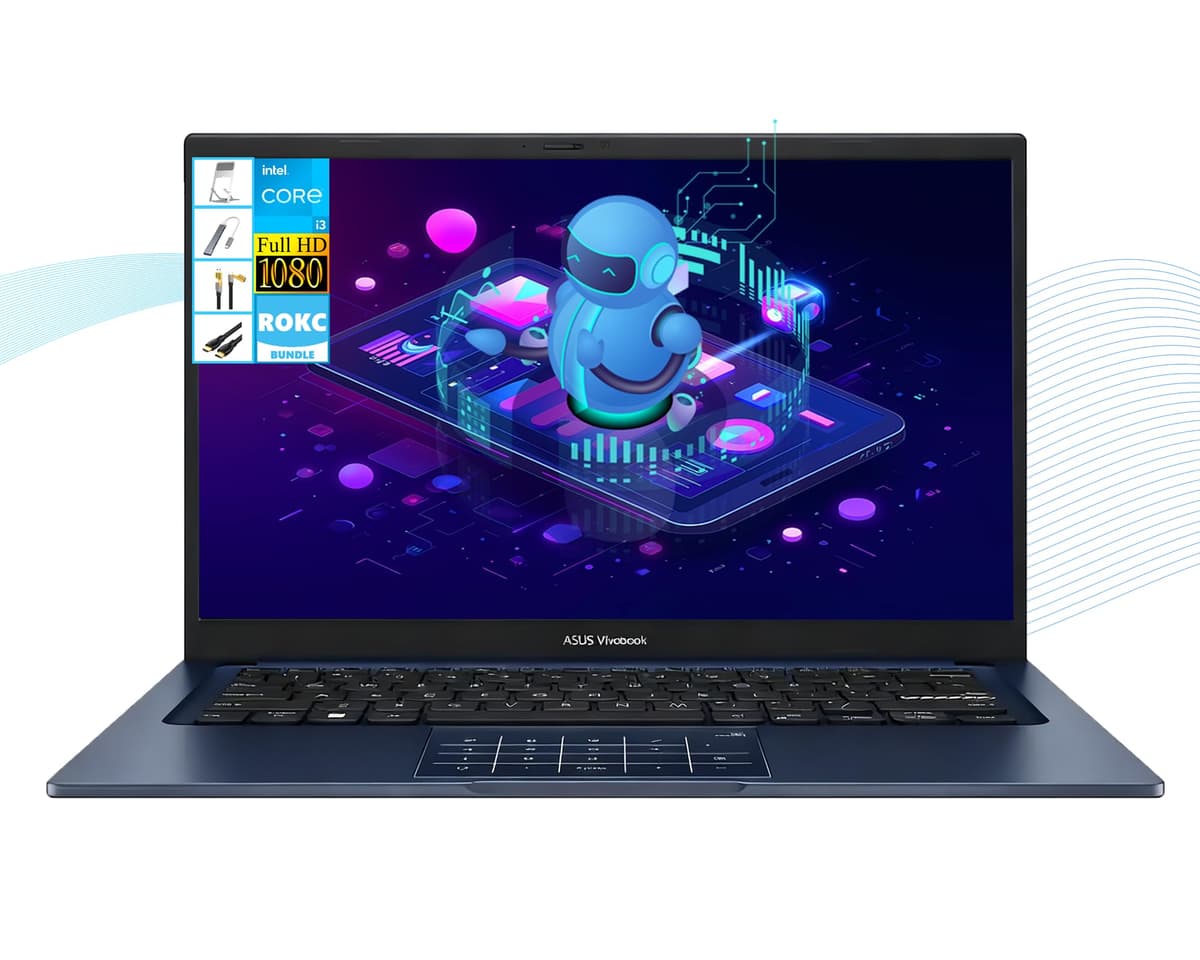 ASUS Vivobook 14" FHD 250 nits Laptop, Intel i3-1315U, 16 GB RAM + 1 TB SSD, liviano y batería para todo el día, durabilidad, Windows 11, NumberPad, cámara con privacidad, Wi-Fi, para negocios y estudiantes, paquete RK X1404VA-I38128