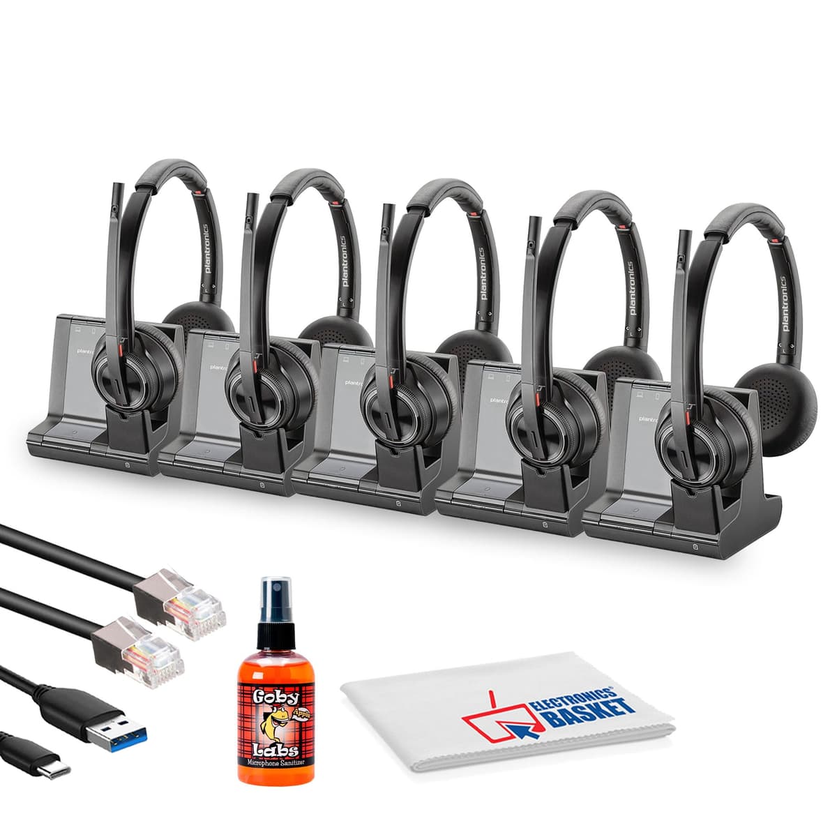 Pack 5x Poly Savi 8220 UC - Auriculares inalámbricos DECT dual ear (Teams) con base de carga 207326-01_AG3_2