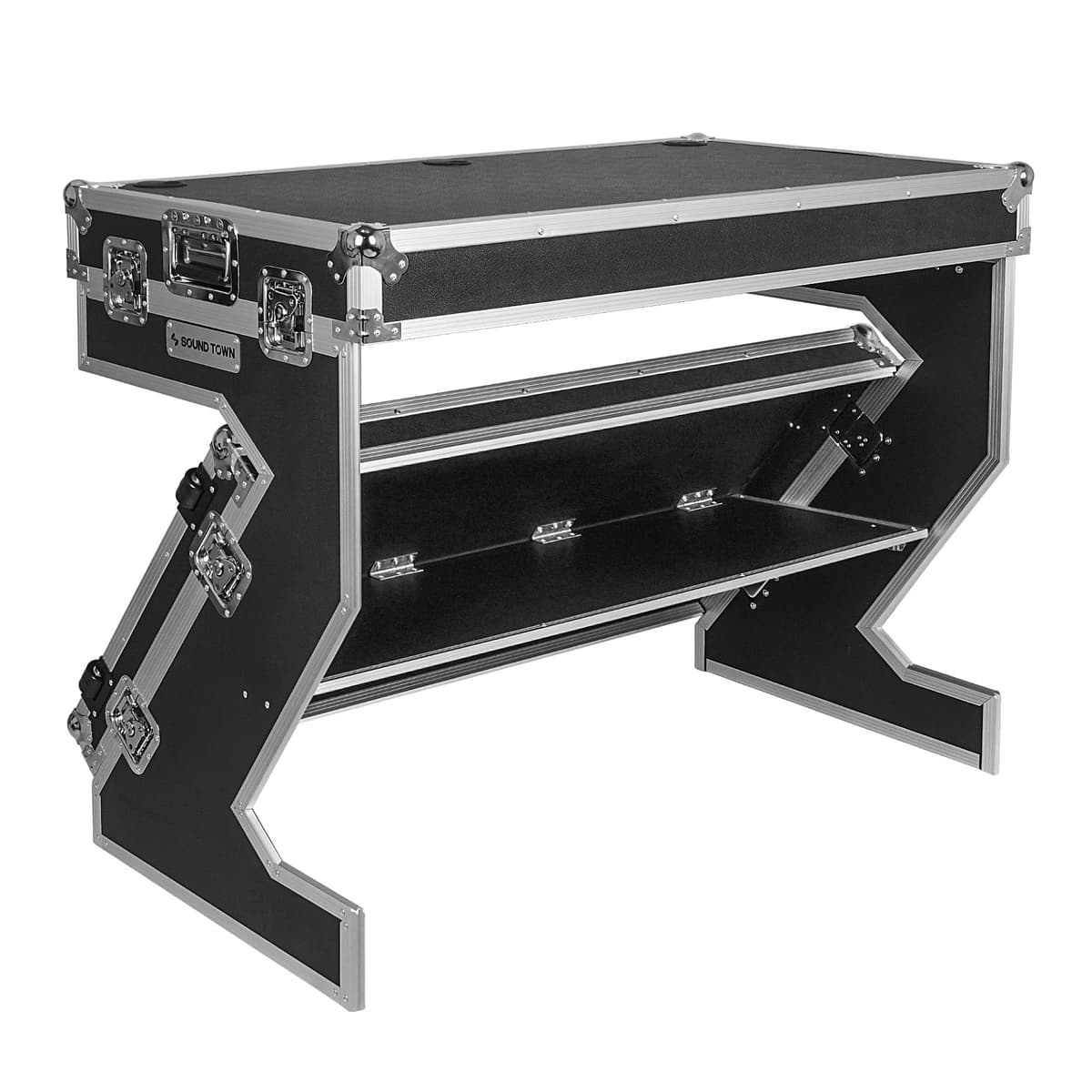 Sound Town STDJT-Z46W - mesa DJ Z-Table plegable y flight case con ruedas