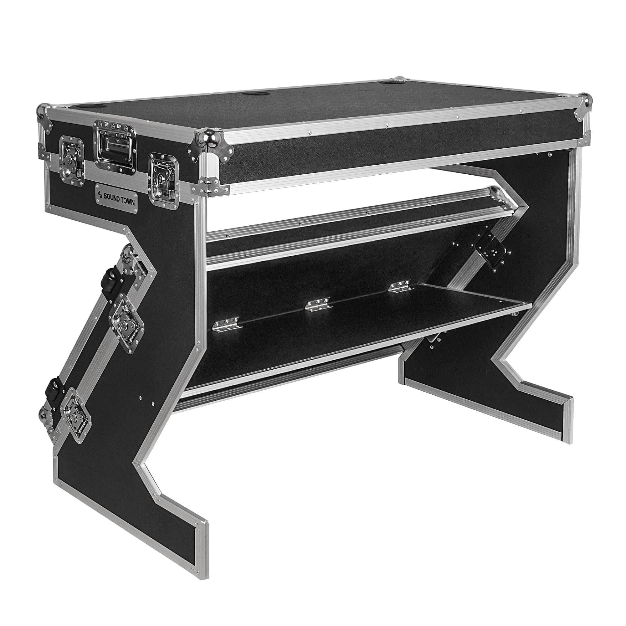 Sound Town STDJT-Z46W - mesa DJ Z-Table plegable y flight case con ruedas