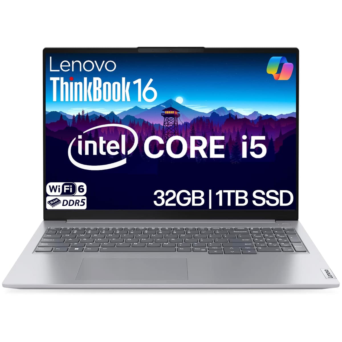 Lenovo ThinkBook 16 AI Laptop Empresarial, pantalla 16” FHD+, Intel Core i5-13420H, 32 GB RAM DDR5, SSD PCIe 1 TB, Wi-Fi 6, Bluetooth, RJ-45, HDMI, cámara HD, Windows 11 Pro Thinkbook 16 G6