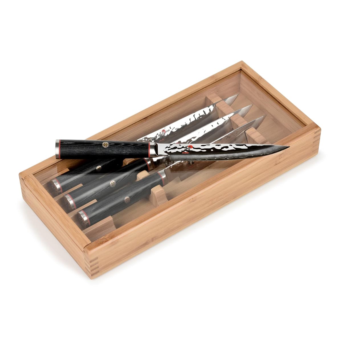 MIYABI Mizu 1012487 Juego de 4 cuchillos para steak SG2 con estuche