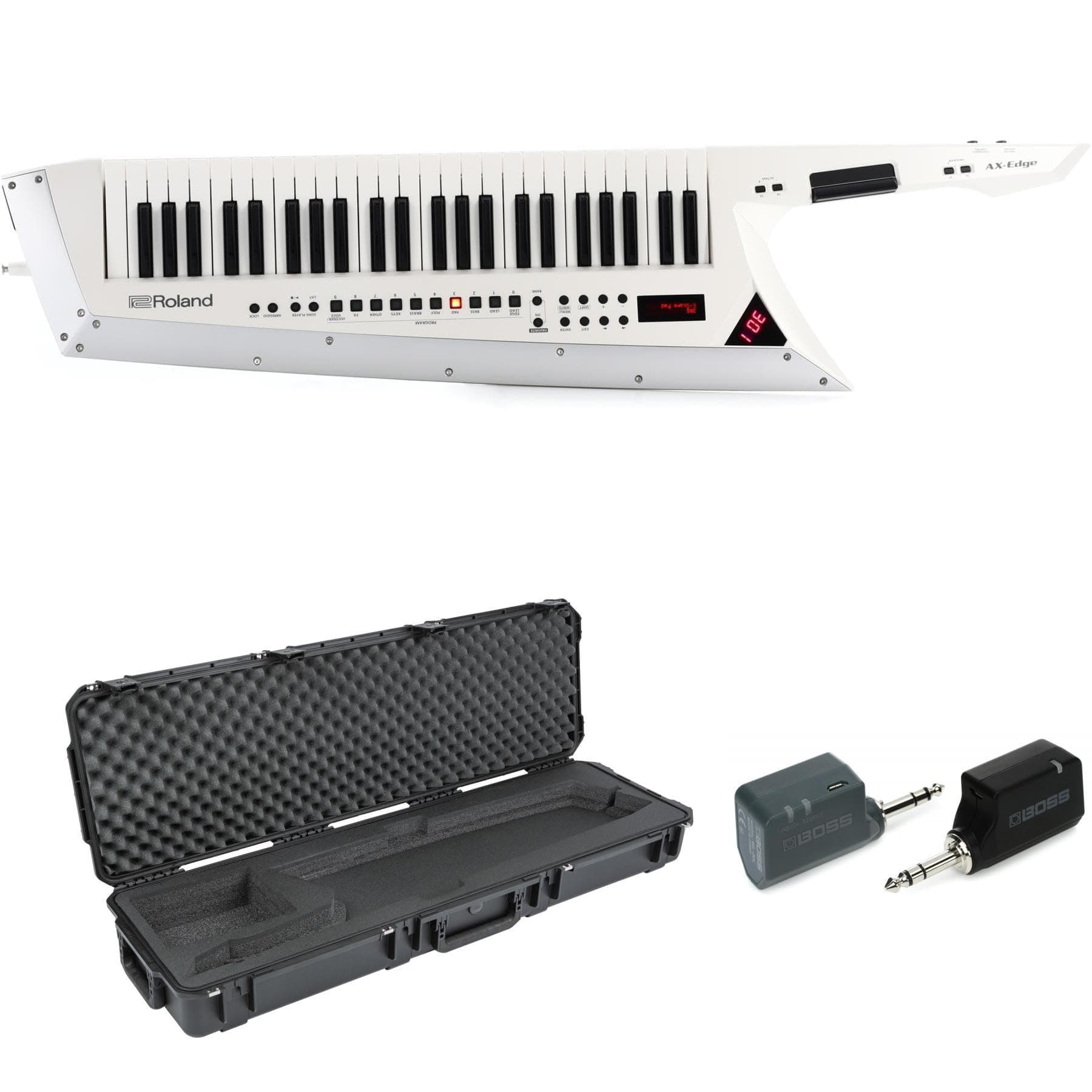 Roland AX-Edge 49 Keytar Synthesizer Blanco - Bundle con Case y Sistema Wireless AXEdgeWTSgDBun