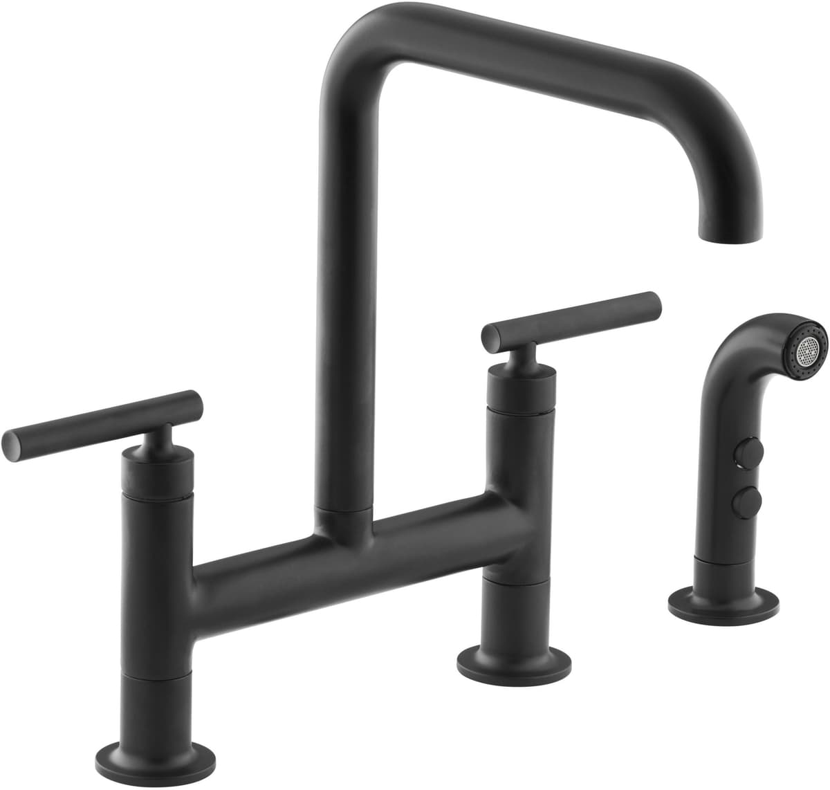 Kohler Purist Grifo Puente de Deck para Cocina con Sidespray K-7548-4-BL