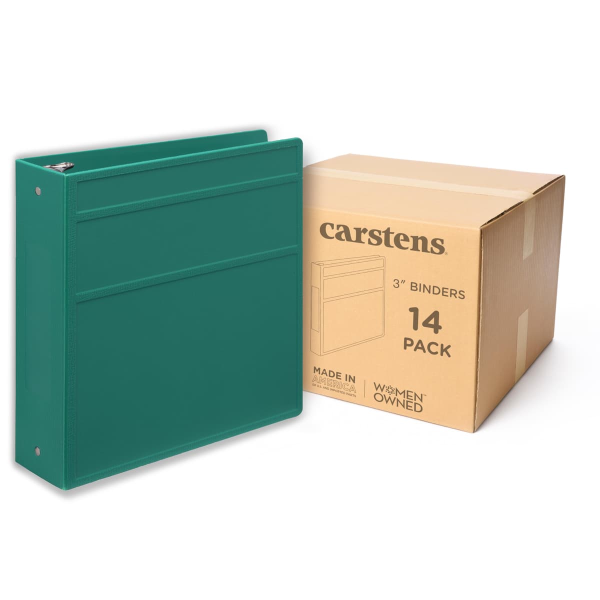 Carstens 3-Inch Heavy Duty 3-Ring Binder - Apertura lateral, Teal, 3" anillas, cubierta impermeable, BPA-free, Hecho en USA (1710-3R) 1710-3RCS