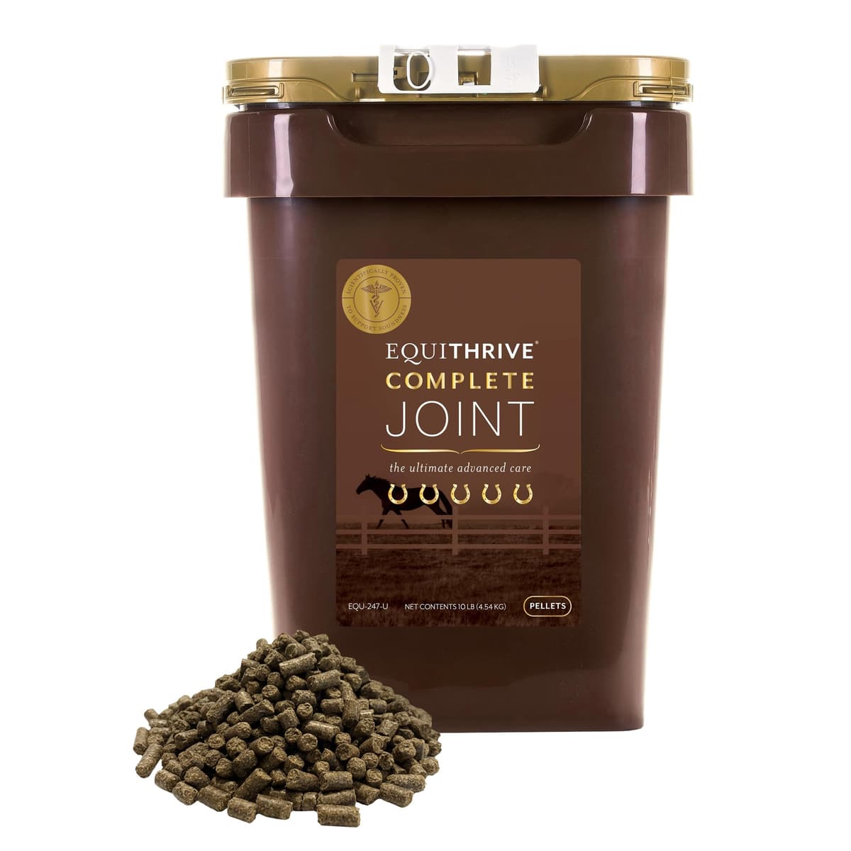 Equithrive Complete Joint Supplement Pellets con Resveratrol, Glucosamina, Condroitina, Ácido Hialurónico y MSM para Caballos en Entrenamiento y Competición y Caballos Mayores, 10 lbs EQU-247-U