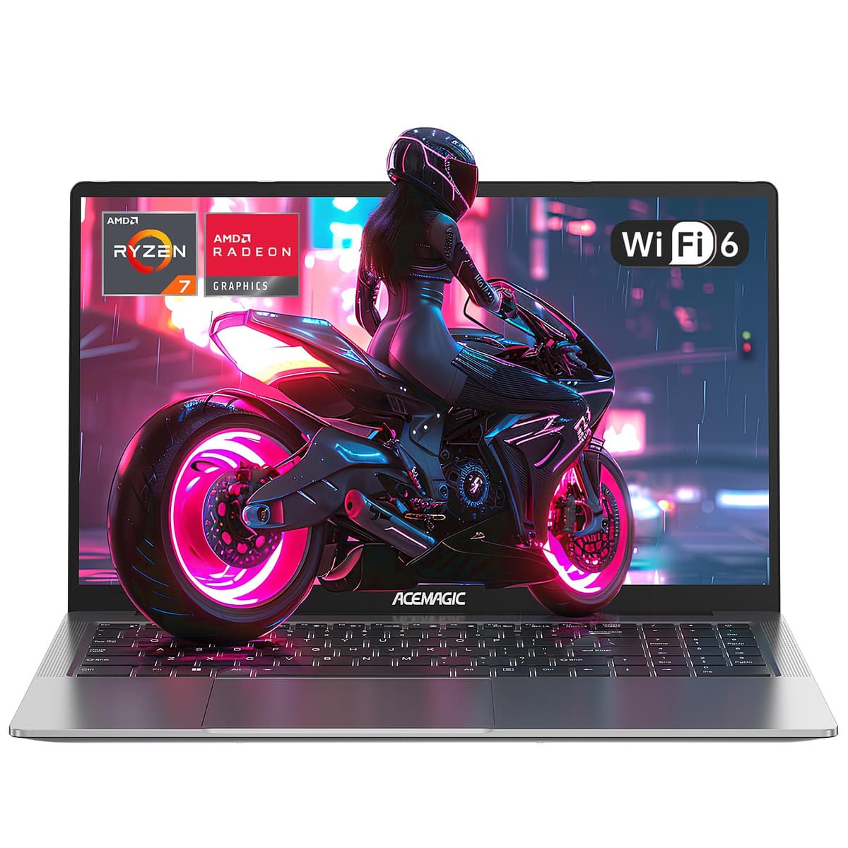 ACEMAGIC 2024 Notebook Gamer, AMD Ryzen 7 5825U con gráficos Radeon RX Vega 8, pantalla FHD de 16.1", 16GB RAM, 512GB SSD NVMe, teclado retroiluminado, Type-C (función completa), WiFi 6, batería de 53Wh AX16PRO