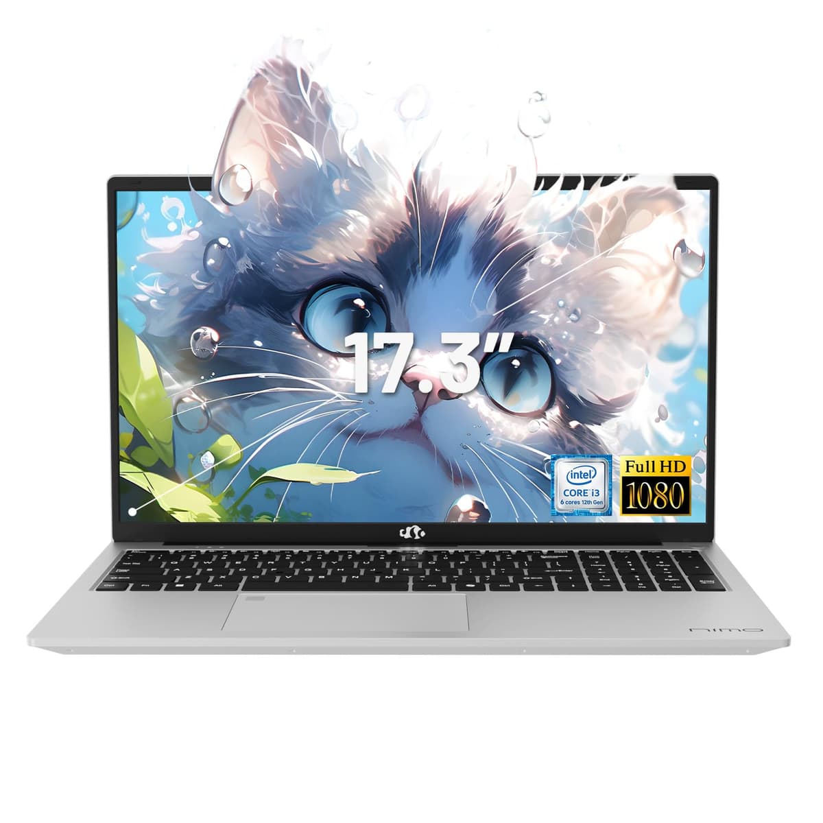 NIMO N171 (Silver) - Laptop 17.3" FHD IPS, Intel i3-1215U, 64GB RAM, 2TB SSD, Teclado retroiluminado, Huella, GaN 65W