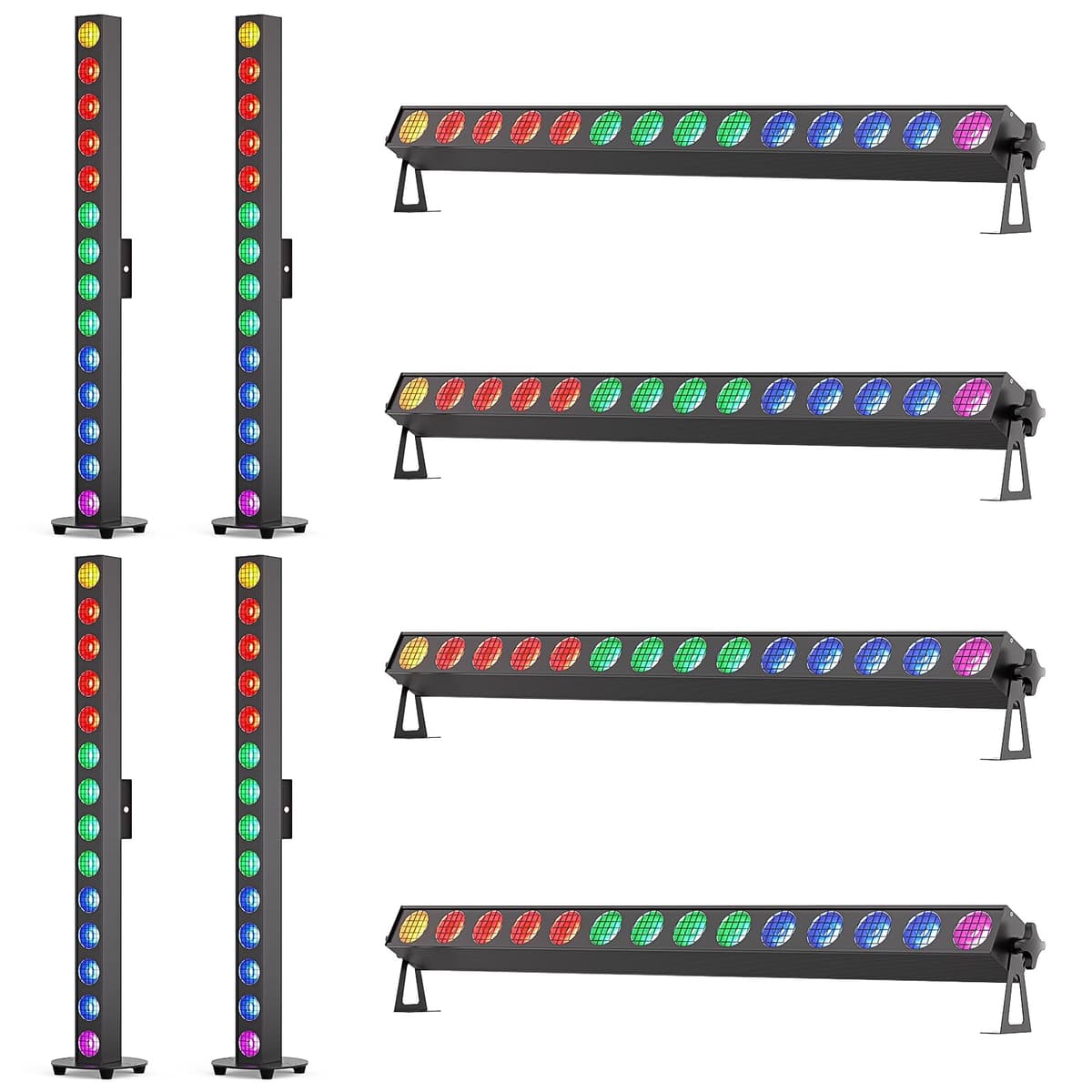 WZYBUTA 150W Stage Light Bar 14 LED RGBW COB con Control DMX512 Pixel, Modos Auto/Sonido/Master-Slave (8PC) ZQ06205