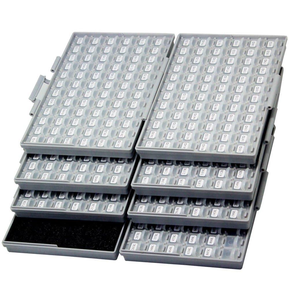 AideTek Kit de resistencias SMD 0805 1% E96,491 valores, 100 pcs/valor (4 cajas)