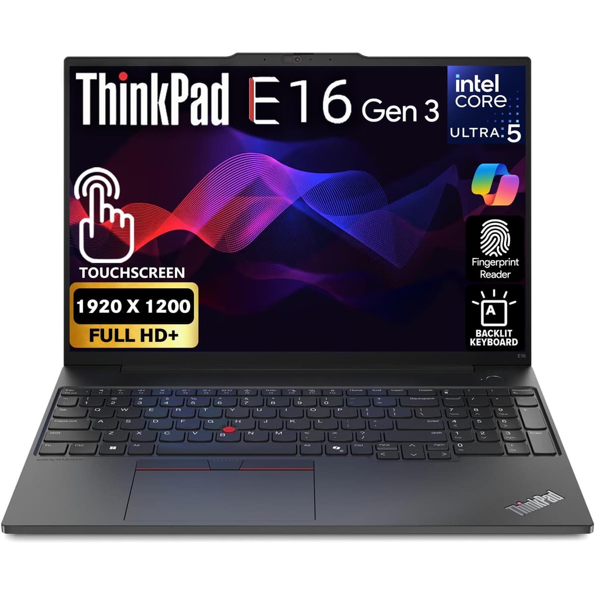 Lenovo ThinkPad E16 Gen 3, Pantalla táctil FHD+ de 16", Intel Ultra 5-225U, 40 GB RAM, 2 TB SSD, Lector de huellas, Teclado retroiluminado, WiFi 6E + Bluetooth, RJ-45, Cámara FHD, Windows 11 Pro, Laptop empresarial con IA