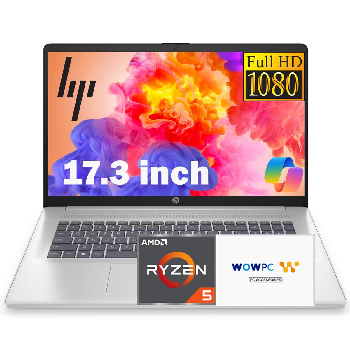 Laptop empresarial HP de 17 pulgadas, pantalla FHD IPS antirreflejo 17.3'' 1080p, AMD Ryzen 5 7430U (rinde mejor que Core i7-1355U), 16 GB RAM, SSD 1 TB, gráficos AMD Radeon, HDMI, Windows 11 Pro, Wi-Fi 6, WOWPC USB