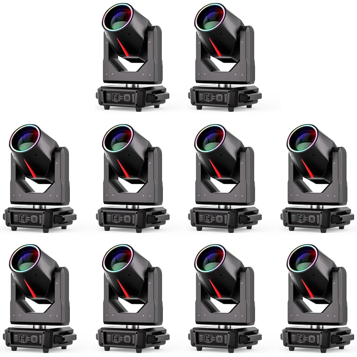 GdjRttk Pack de 10 Moving Head Zoom 295W - Spotlight HID+LED con Prismas y Gobos 02823X10US