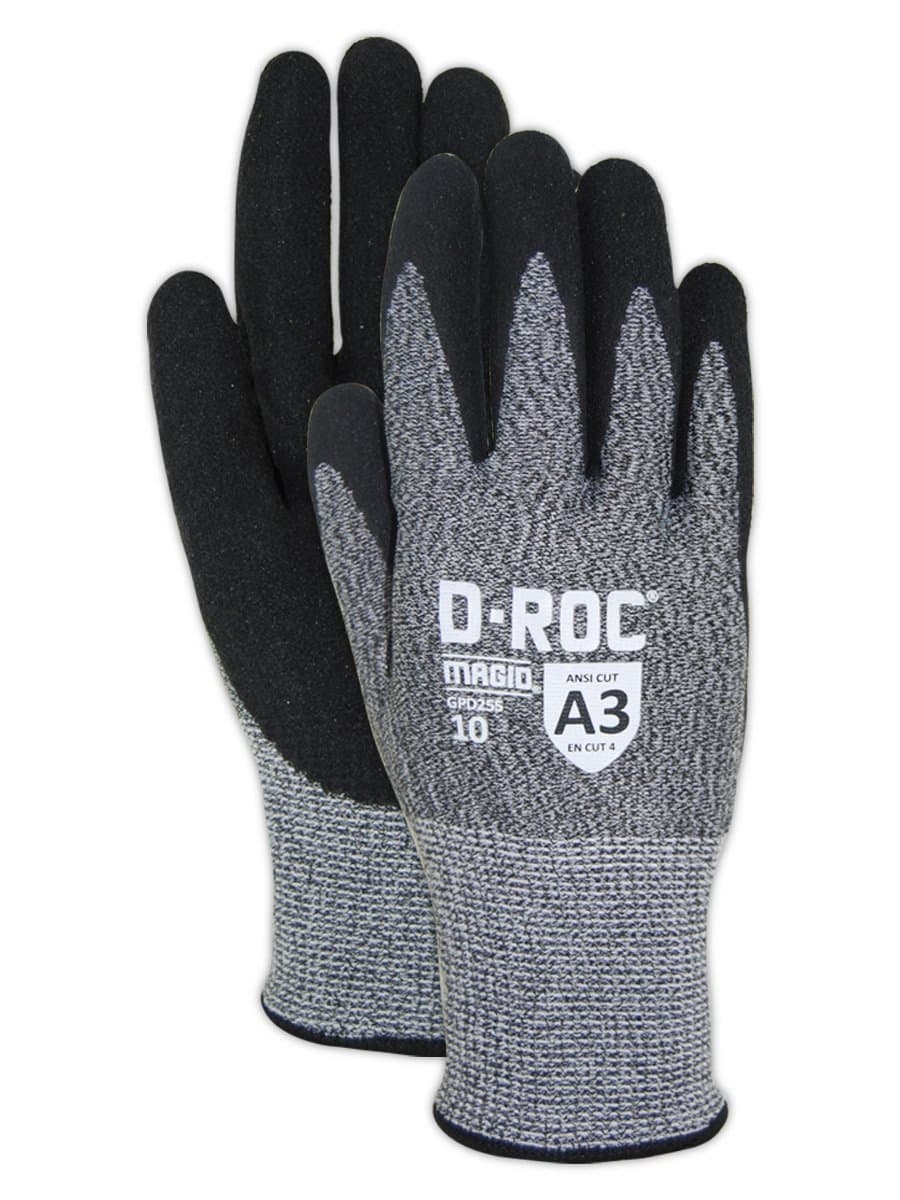 MAGID Griffin Gear Guantes ANSI A3 Hyperon 15-gauge, palma sandy nitrile, 144 pares, Talla 9/Large, GPD2559-144