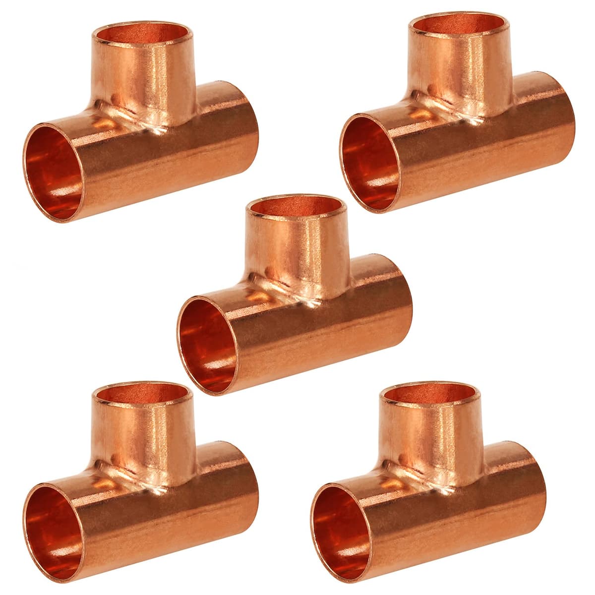 Supply Giant DDSU1531-5 - Pack x5 Tee reductor para cobre 2 x 2 x 2-1/2, con extremos para soldar