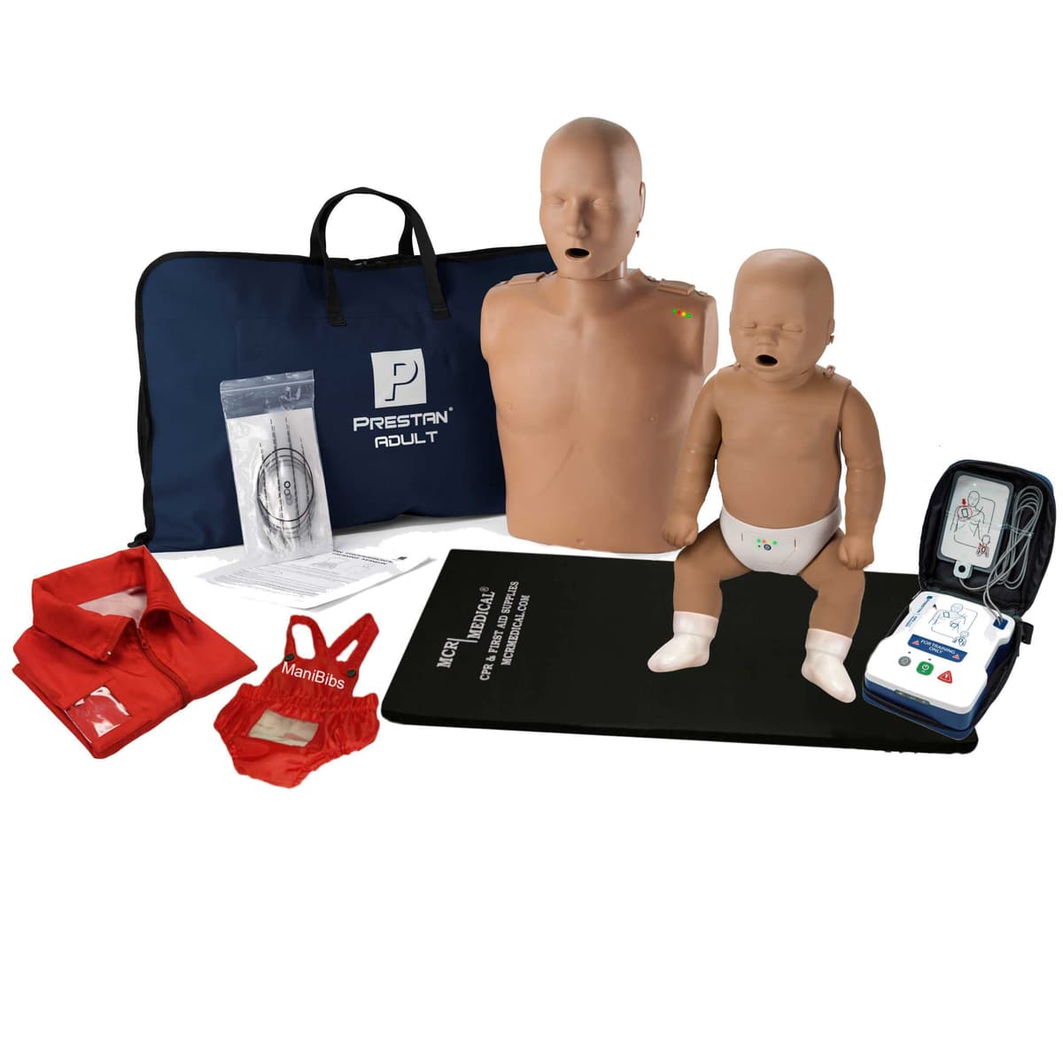 MCR Medical Kit Prestan de Maniquíes RCP Adulto e Infantil con Retroalimentación y Accesorios - Tono Oscuro K101M-DS-UT1