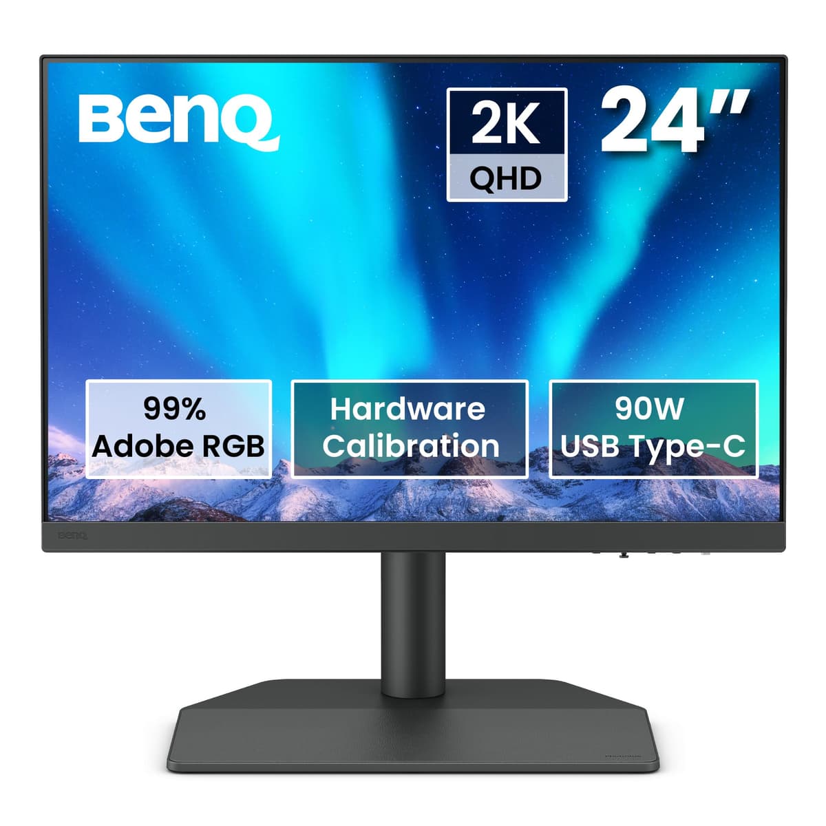 BenQ SW242Q 24" 2K Monitor 16:10 para Fotografía, 99% Adobe RGB, 98% Display P3, Calibración de Hardware, USB-C 90W