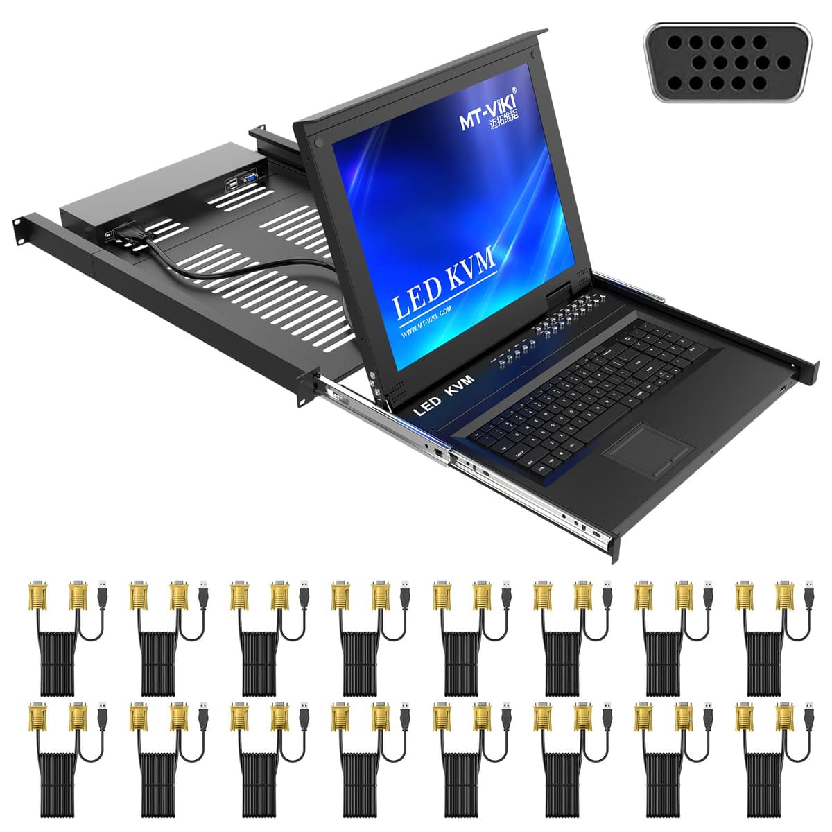 MT-VIKI KVM Over IP Rackmount 16 puertos con consola 17" LCD, 1 local + 1 remoto MT-1716UL-IP-N