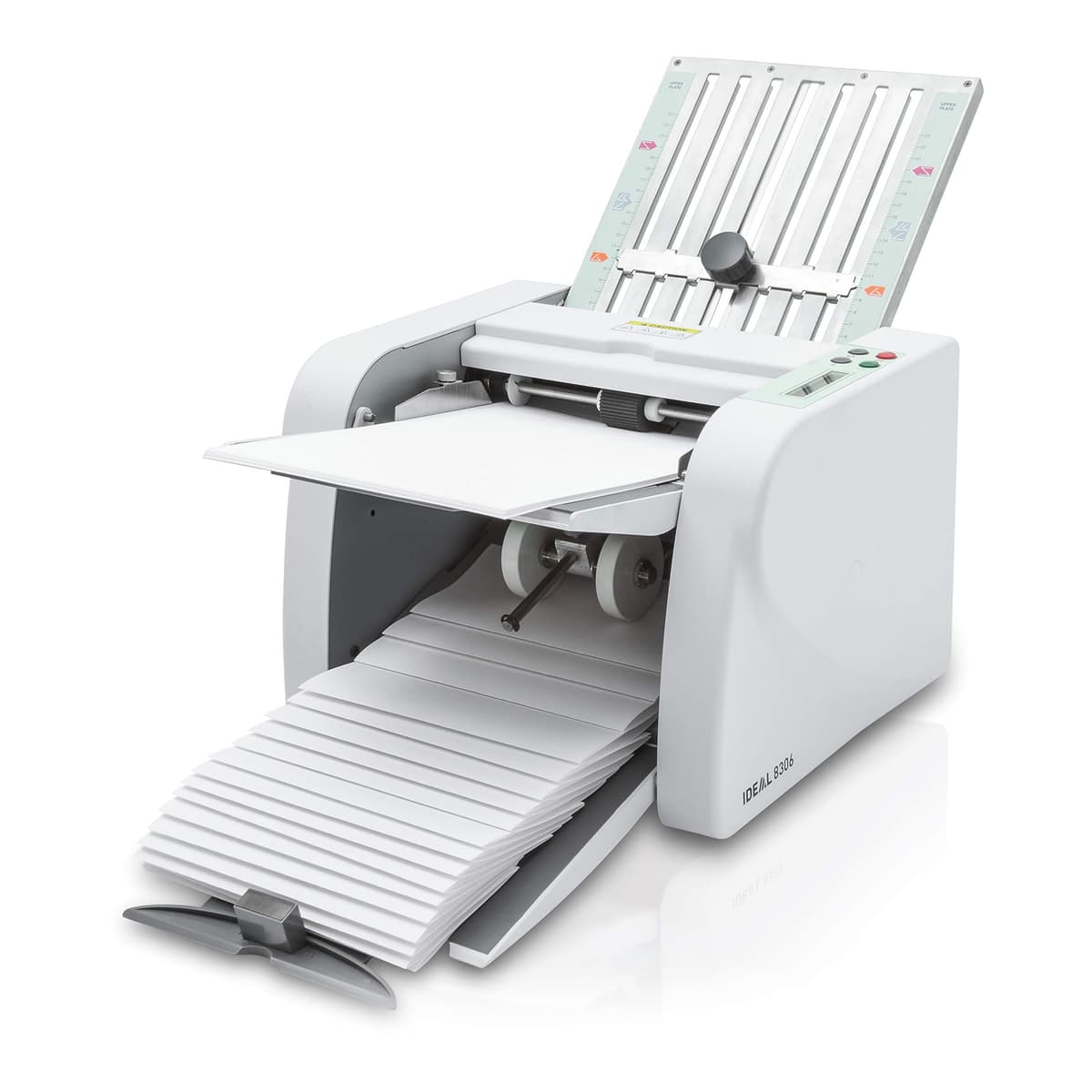 IDEAL 8306 Tijeras de Plegado Profesional para Oficina, 4 Tipos de Plegado, 60 a 115 g/m², 115 Hojas/Minuto Gris 83060011
