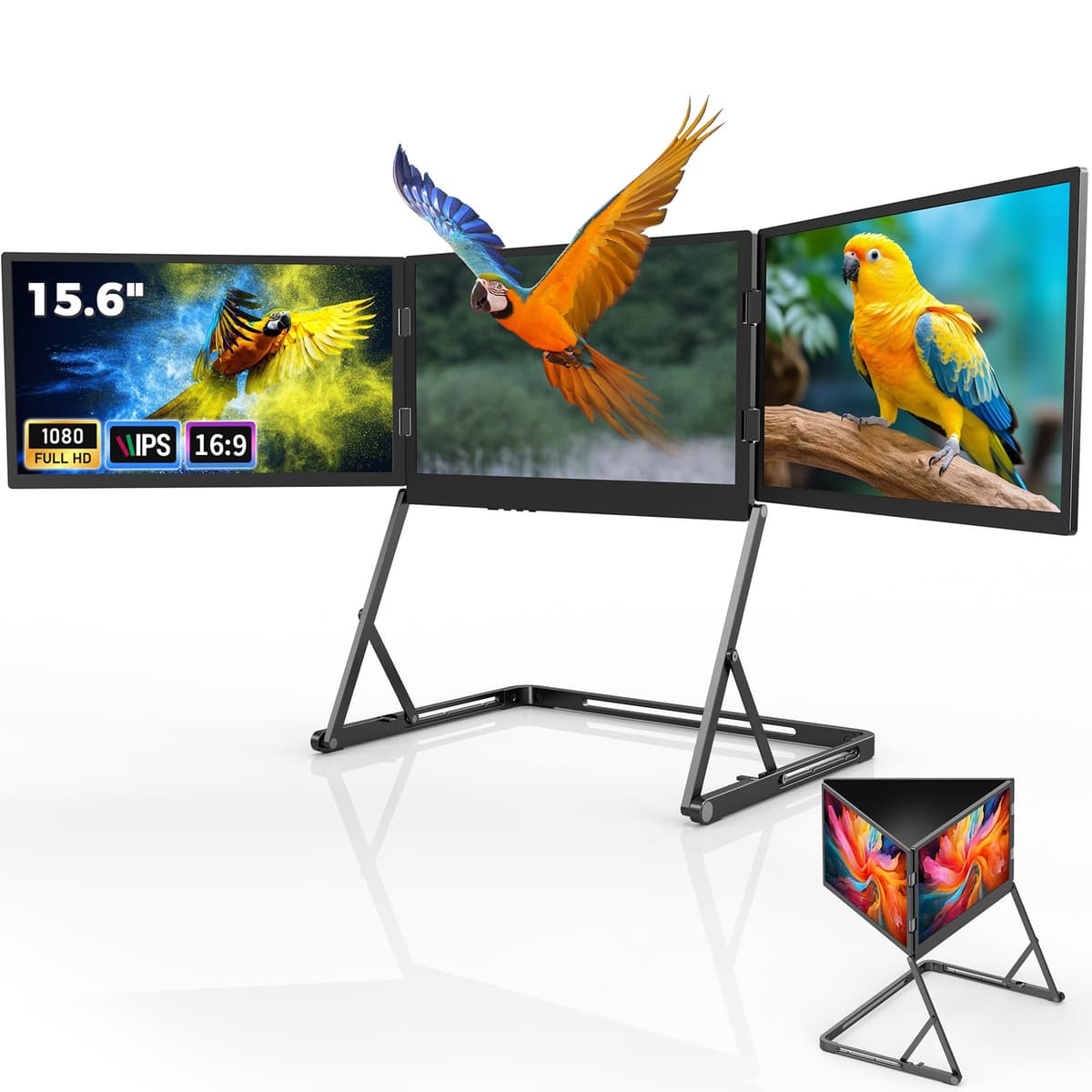 LIJGLECO Extensor de Pantalla Portátil 15.6" FHD Triple IPS Plegable con Funda de Fieltro 02-DJID-B2ID