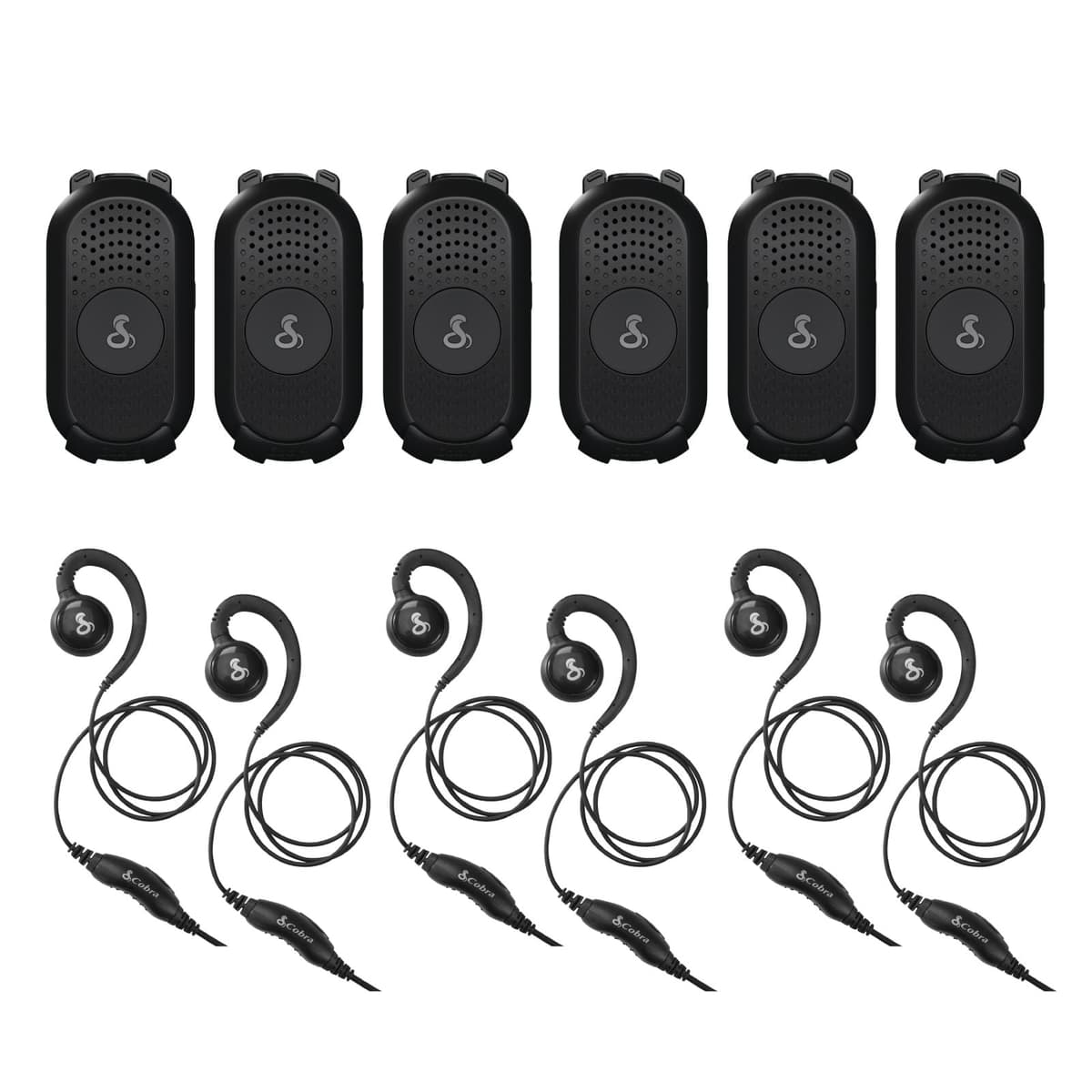 Cobra PX280 Radios FRS compactos - IP54, docking, 12h batería, walkie talkies profesionales (paquete de 6 con headsets) 0190018-5