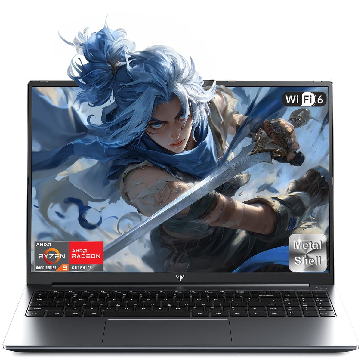KAIGERR 2025 Nuevo Portátil AMD, Portátil con AMD Ryzen 7 6800H (8C/16H, hasta 4.70GHz), 16GB DDR5 512GB SSD NVMe, Expandible hasta 4TB, Pantalla FHD de 16 pulgadas, WiFi 6, Teclado Retroiluminado, Tipo-C, Doble Ventilador RX16