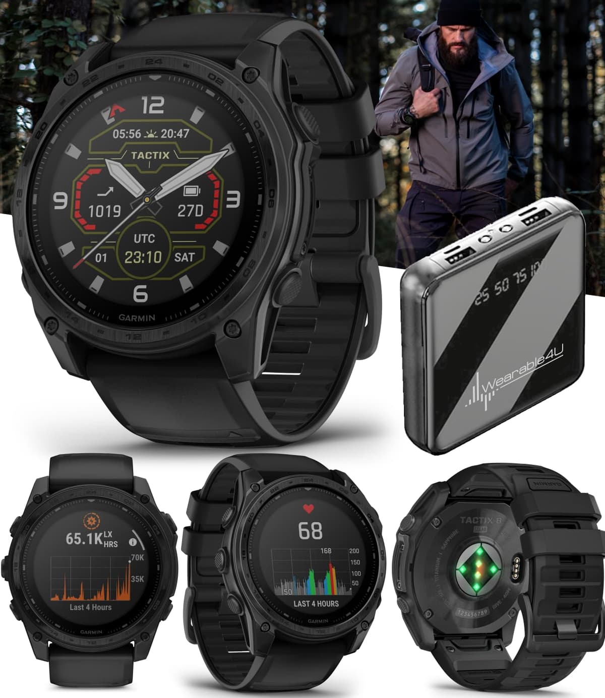 Wearable4U Garmin Tactix 8 51mm Solar - Smartwatch táctico premium con PowerBank