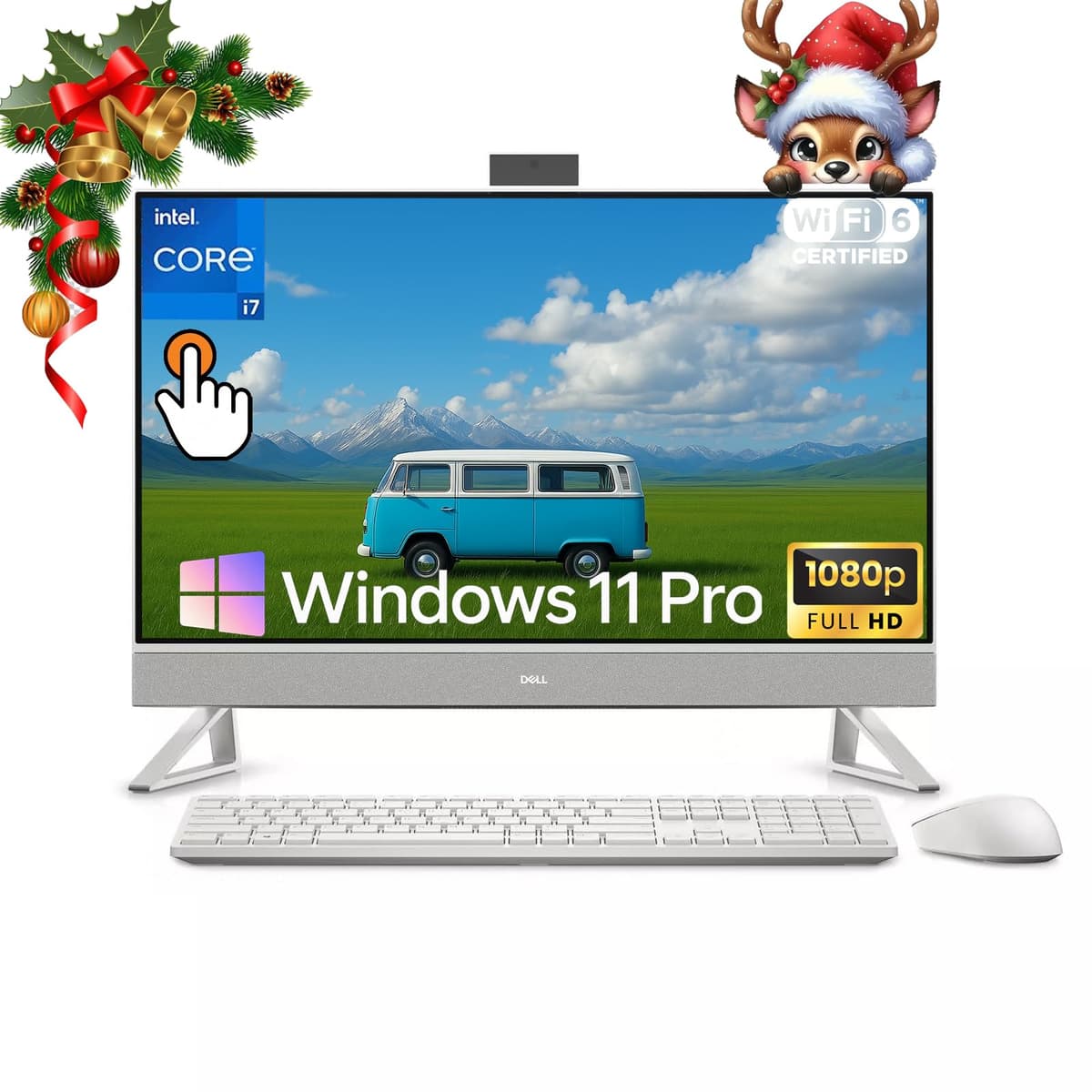 Computadora de Escritorio All-in-One Dell 27" - 32GB RAM, 1TB SSD, Pantalla Táctil FHD IPS de 27", Intel 7-150U (hasta 5.4GHz), GeForce MX570A, Teclado y Mouse Inalámbricos, Wi-Fi 6E, Bluetooth, Windows 11 Pro optUAH16ZG