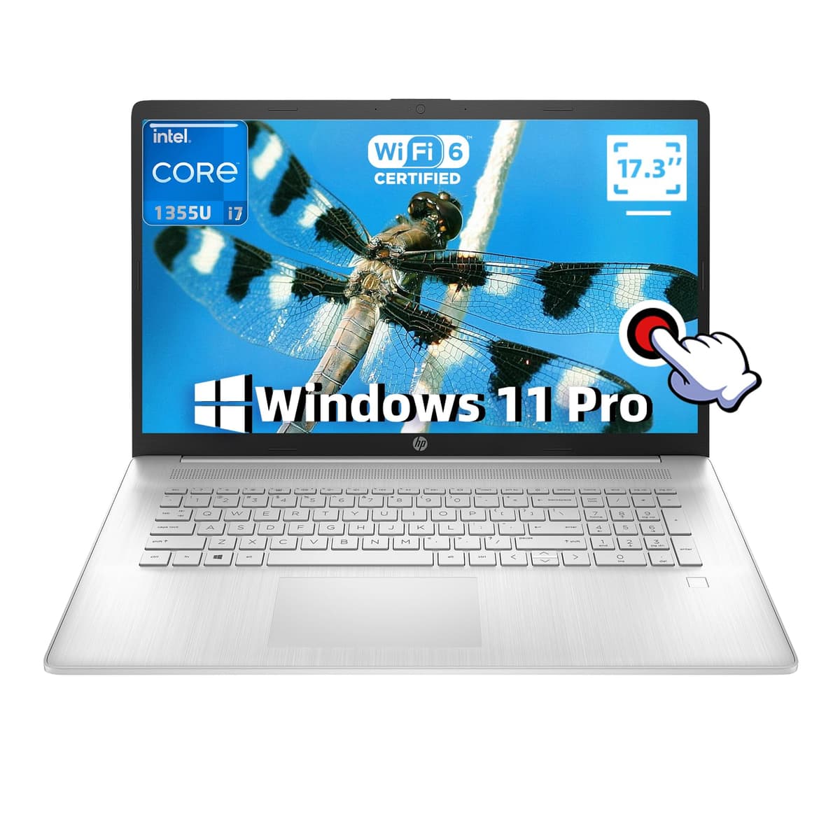 HP 17t Business Laptop, pantalla táctil BrightView HD+ de 17.3", procesador Intel i7-1355U (10 núcleos), Windows 11 Pro, Wi-Fi 6, 32 GB RAM, SSD de 2 TB HP Laptop