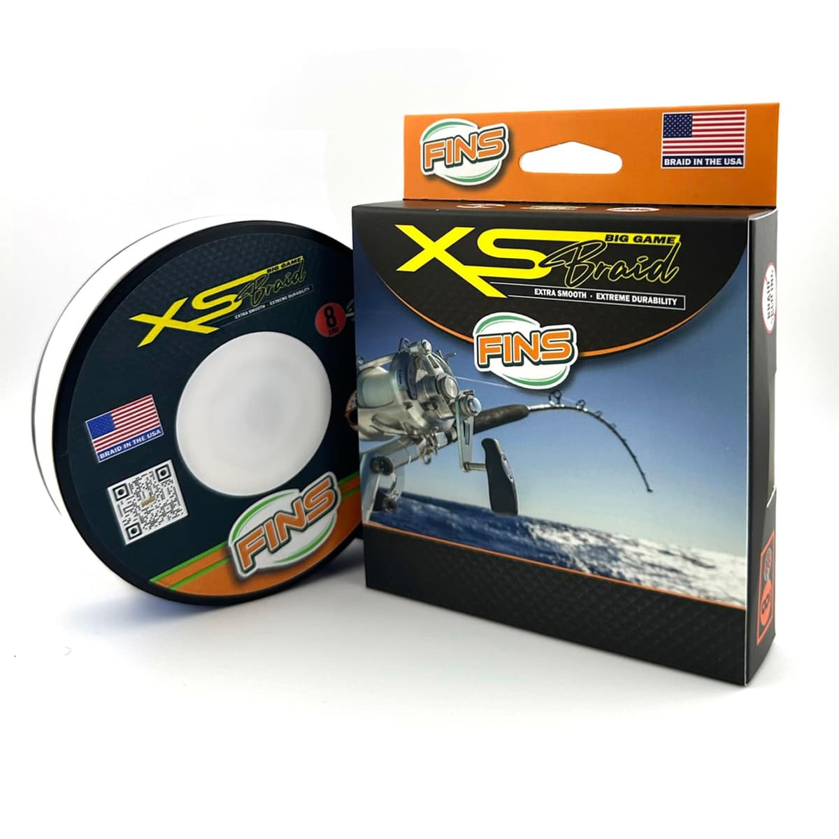FINS XS Big Game Braid - 8-end, Blanco, 100 lb, 4000 Yds FNSXS-100-4000-WHT