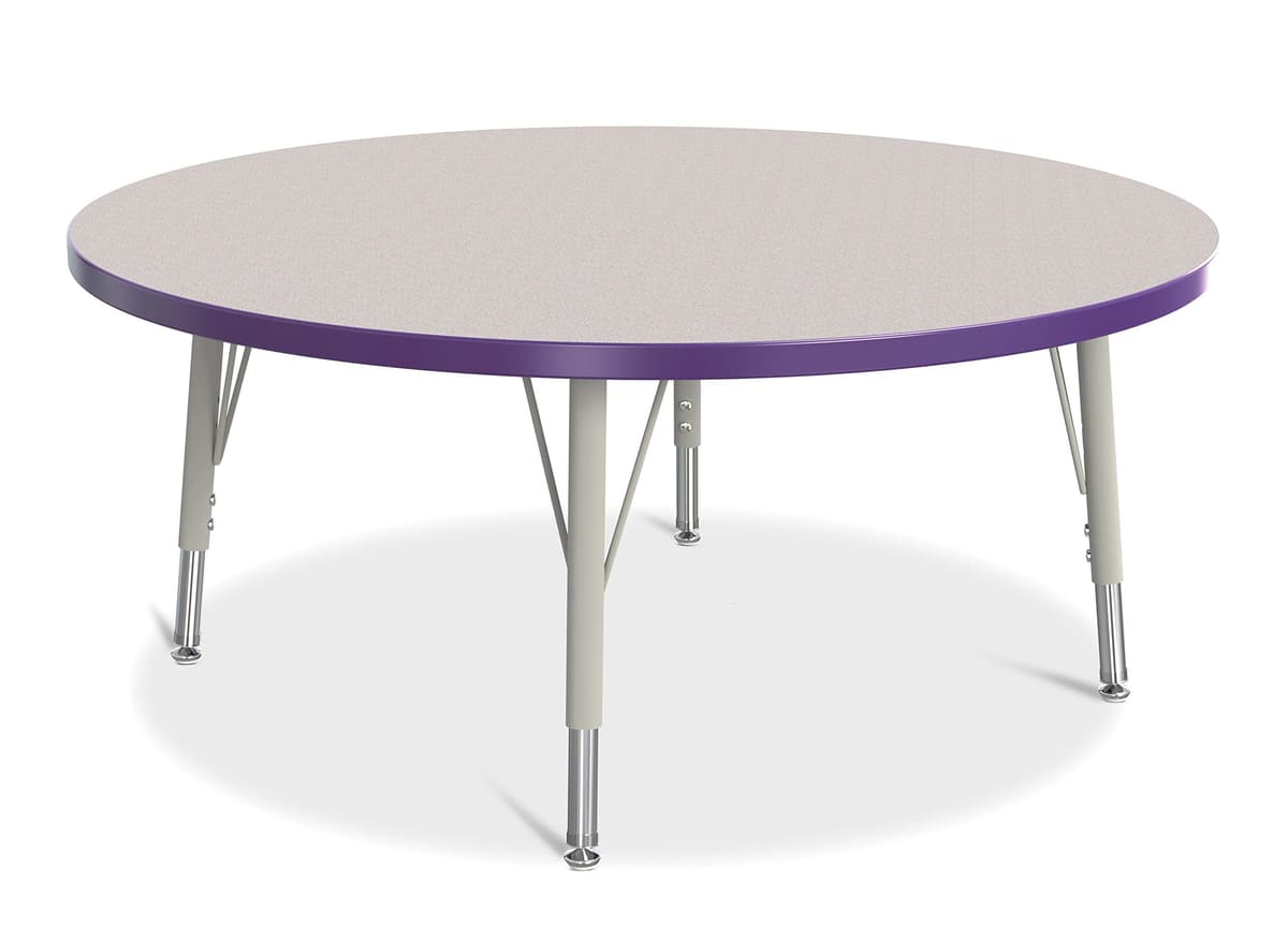 Mesa de actividad redonda Jonti-Craft Berries 6468JCE004, altura ajustable E (15"-24"), diámetro 42", gris/ púrpura