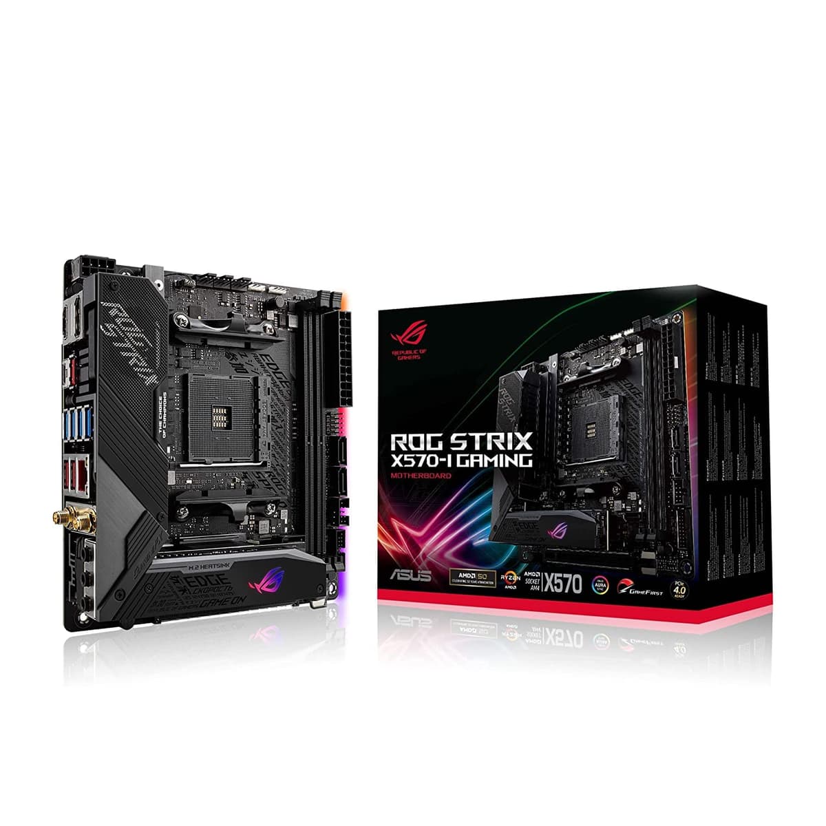 ASUS ROG Strix X570-I Gaming, placa madre X570 Mini-ITX, AMD Ryzen 3000 con PCIe 4.0, WiFi 6 (802.11ax), Ethernet Gigabit Intel, SATA 6 Gb/s