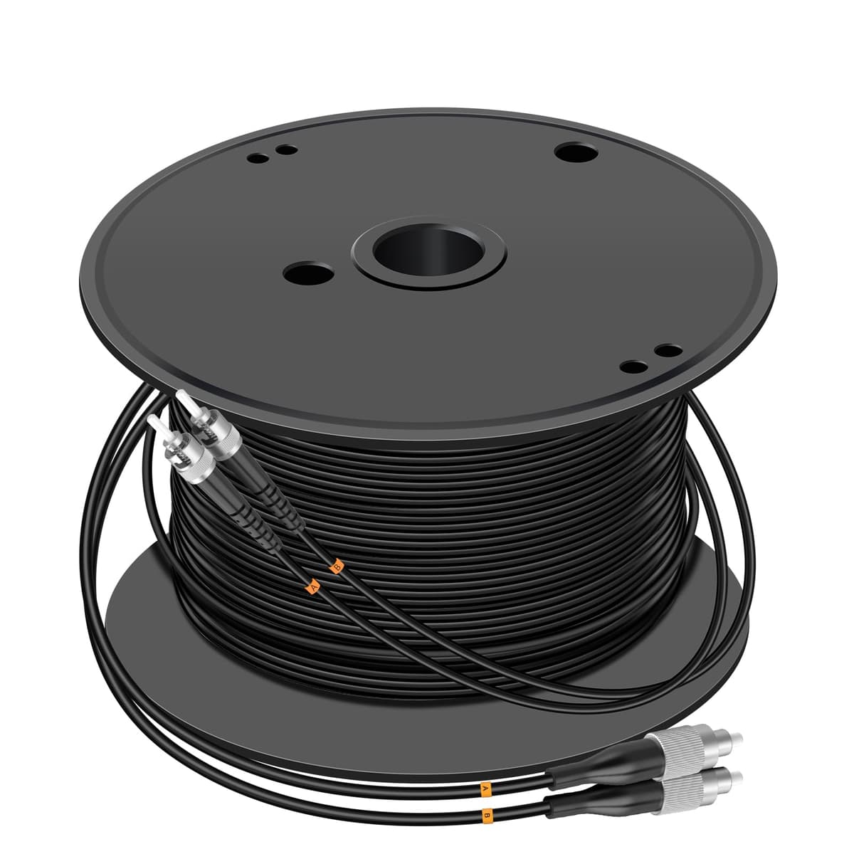 Jeirdus 600M FC a ST Exterior Blindado Duplex 9/125 SM Cable Óptico Monomodo Jumper Patch Cord 600 Metros 1968 ft FC-ST FBM-OAFCSTSD600
