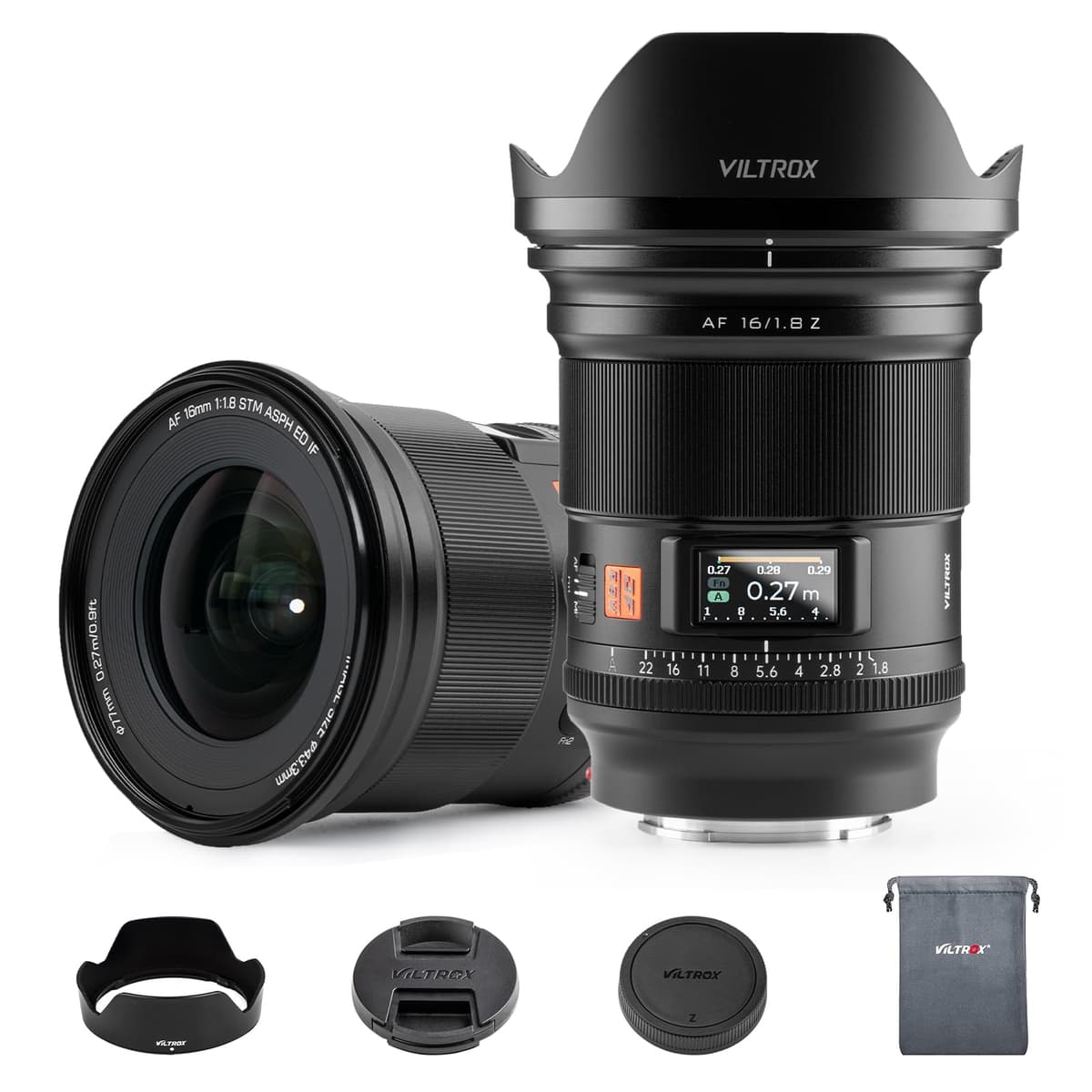 Viltrox AF 16mm F1.8 Z para montura Z de Nikon Lentes Full Frame Prime Gran Angular Autoenfoque Lente DF con Pantalla LCD Interruptor AF/MF Compatible con Nikon Z-Mount Z5 Z50 Z6 Z6II Z7 Z7II ZFC Z30 Z9 Z8 ZF Z0330
