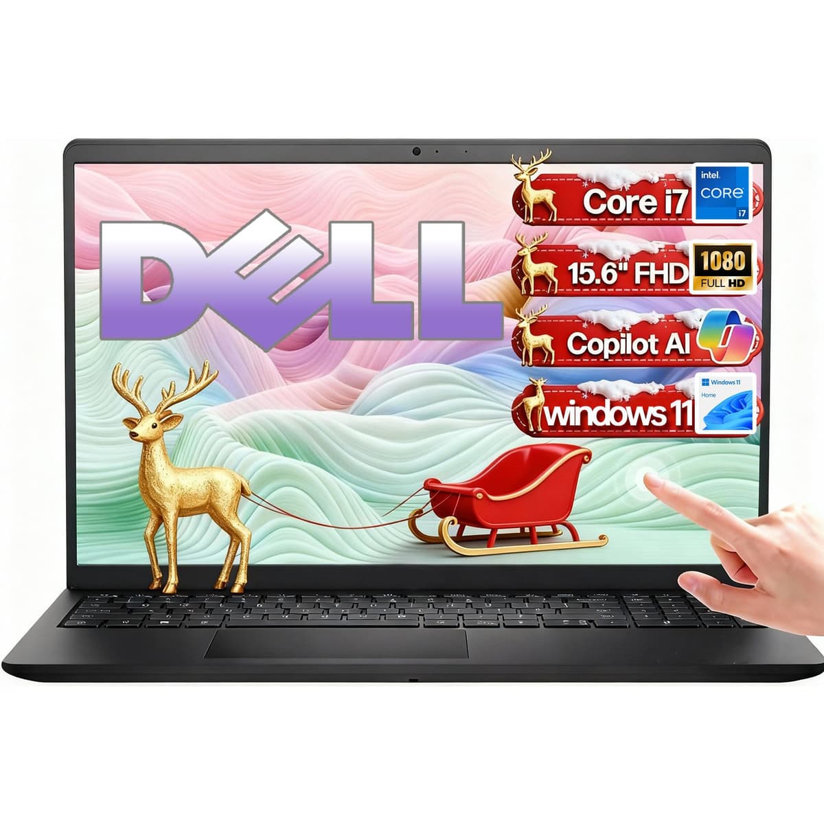 Dell 15.6" Pantalla táctil FHD, Intel Core i7-1355U, 64 GB RAM, 1 TB SSD, Wi-Fi 6 y Bluetooth, Copilot AI, Windows 11, Escolar, Empresarial y Productividad, Recuperación WOWPC USB Inspiron