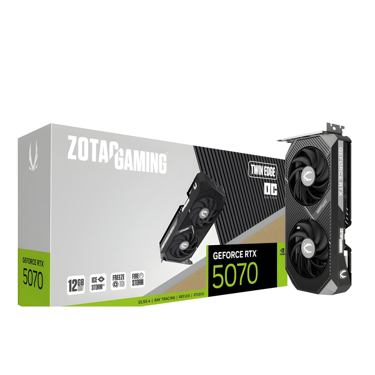 Tarjeta de Video ZOTAC Gaming GeForce RTX 5070 Twin Edge - Negra | 12 GB | DLSS 4 | GDDR7 | 192 bits | Doble Ventilador | Compatible con SFF | Refrigeración Avanzada IceStorm 2.0 | ZT-B50700E-10P ZT-B50700H-10P