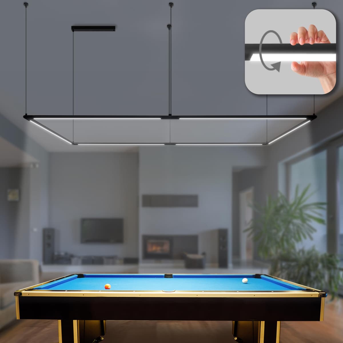 Solvita SL2831AA - Lámpara LED profesional para mesa de billar 5000K, altura ajustable y rotación 360°
