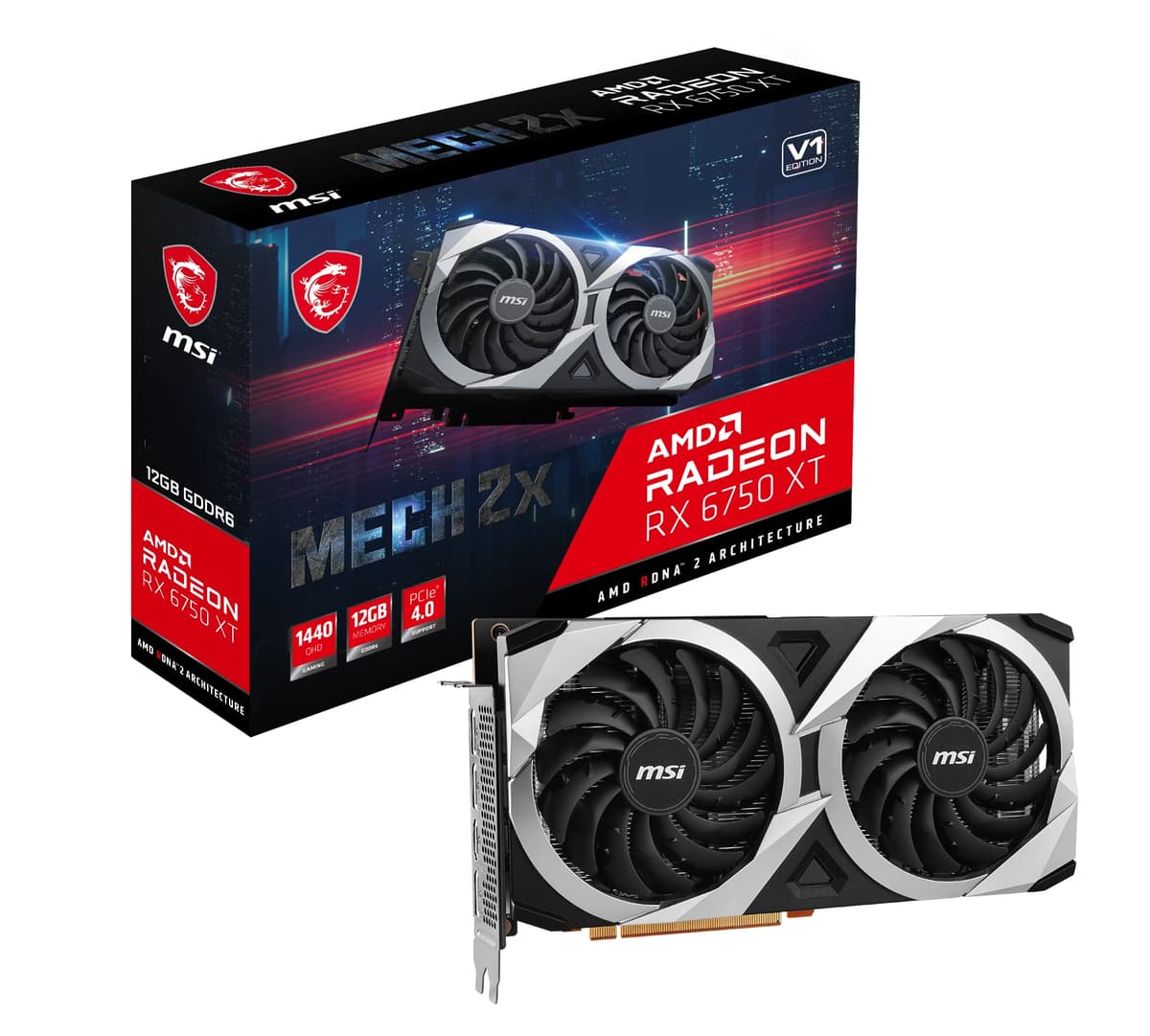 MSI Radeon RX 6750 XT MECH 2X 12G V1 V398-034R