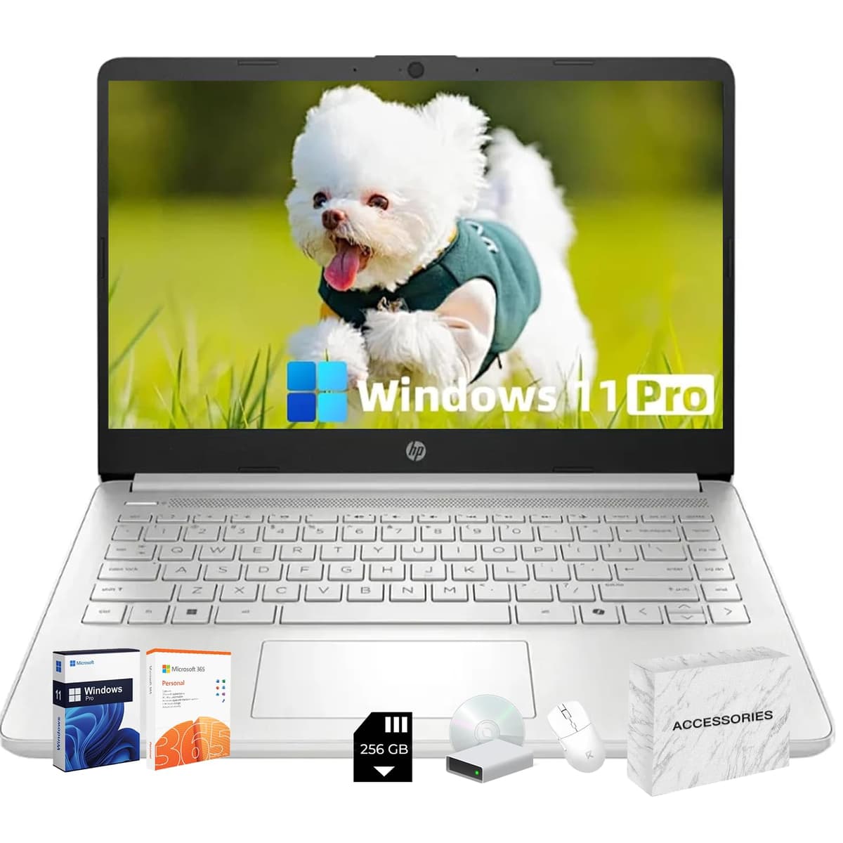 HP 2025 Portátil Empresarial Nuevo para Estudiantes, Procesador Intel N150 (mejor que N4120), Pantalla LED de 14", 16 GB RAM, 128 GB UFS + 256 GB D, Wi-Fi 6, Copilot AI, Windows 11 Pro, Plateado