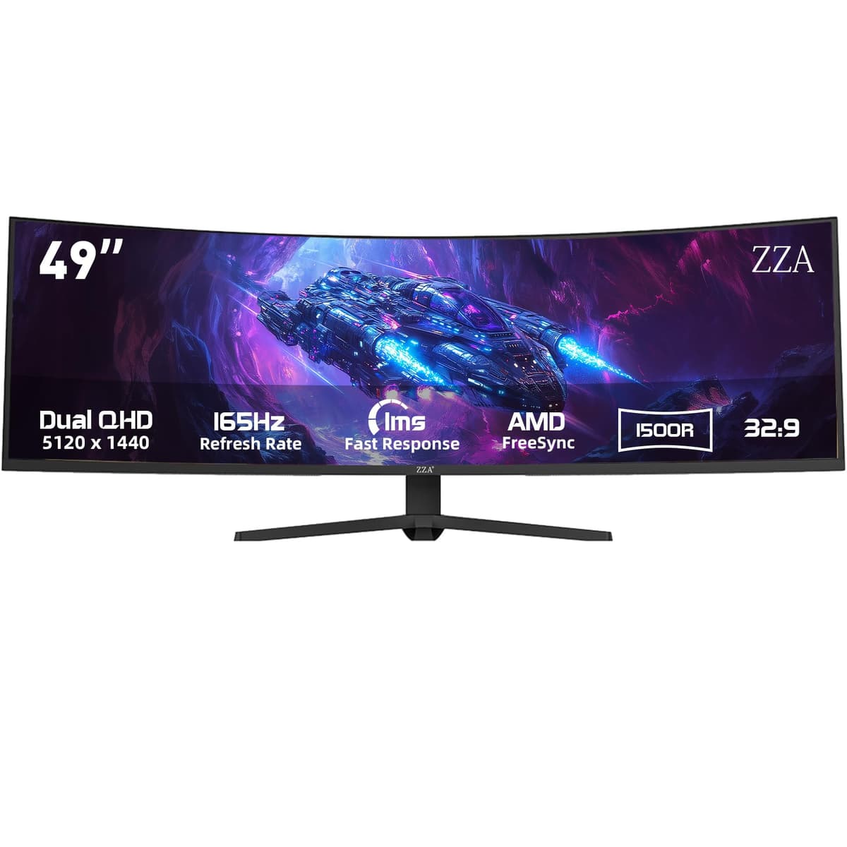 ZZA 49" Ultrawide Curvo 165Hz DQHD 5120x1440 1500R 32:9 con HDMI 2.0 y DP1.4 Z49H