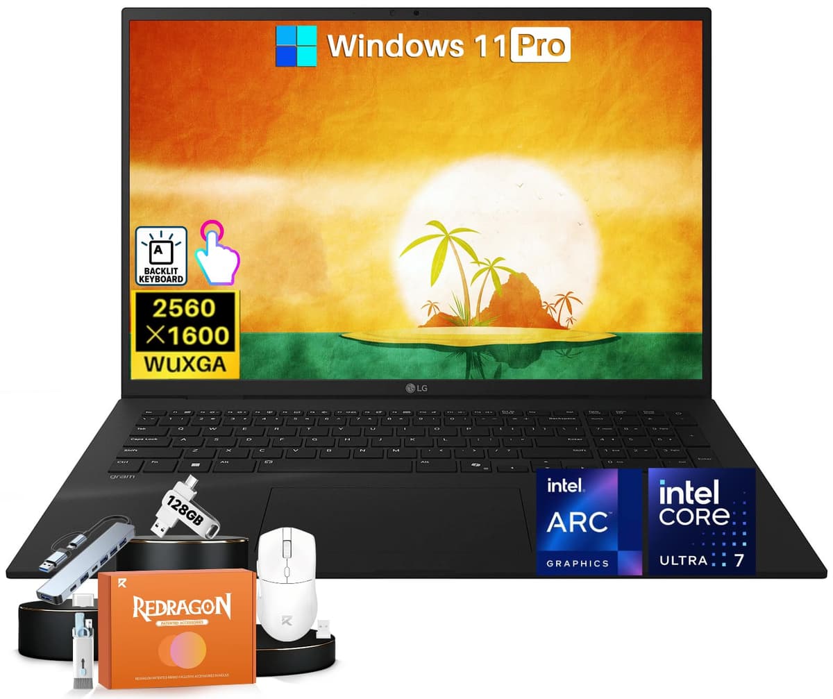 LG Gram 17 2026 Laptop con pantalla táctil, pantalla táctil 17" 2.5K WQXGA, Intel Core Ultra 7 Series 2 258V (hasta 4.8 GHz), 32 GB LPDDR5X RAM, SSD de 2 TB, Intel Arc Graphics, teclado retroiluminado, Wi-Fi 7, Windows 11 Pro