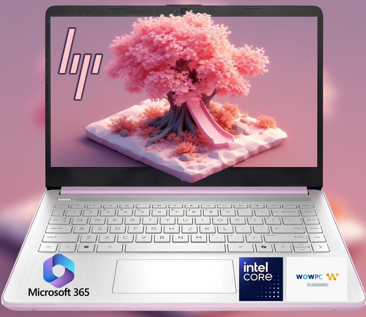 HP 14 Ultrabook Portátil • CPU Intel • 32GB RAM • 1.1TB Almacenamiento (128GB SSD + 1TB OneDrive) • Hasta 12 Horas de Batería • Windows 11 Home • con USB de Recuperación WOWPC