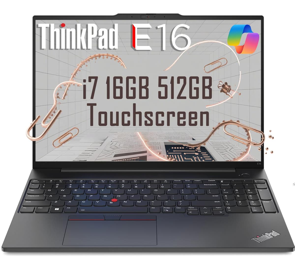 ist computers Lenovo ThinkPad E16 Laptop empresarial (Pantalla táctil 16" FHD+, Intel i7-1355U de 10 núcleos, 16 GB RAM, 512 GB SSD) con lector de huellas, teclado retroiluminado, cámara RGB 1080p, Thunderbolt 4, Ethernet, Windows 11 Pro con Copilot IA